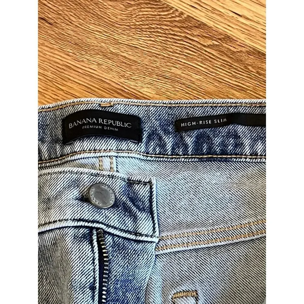 Banana Republic jeans sz 31 high rise vintage slim distressed light wash denim - Picture 5 of 10